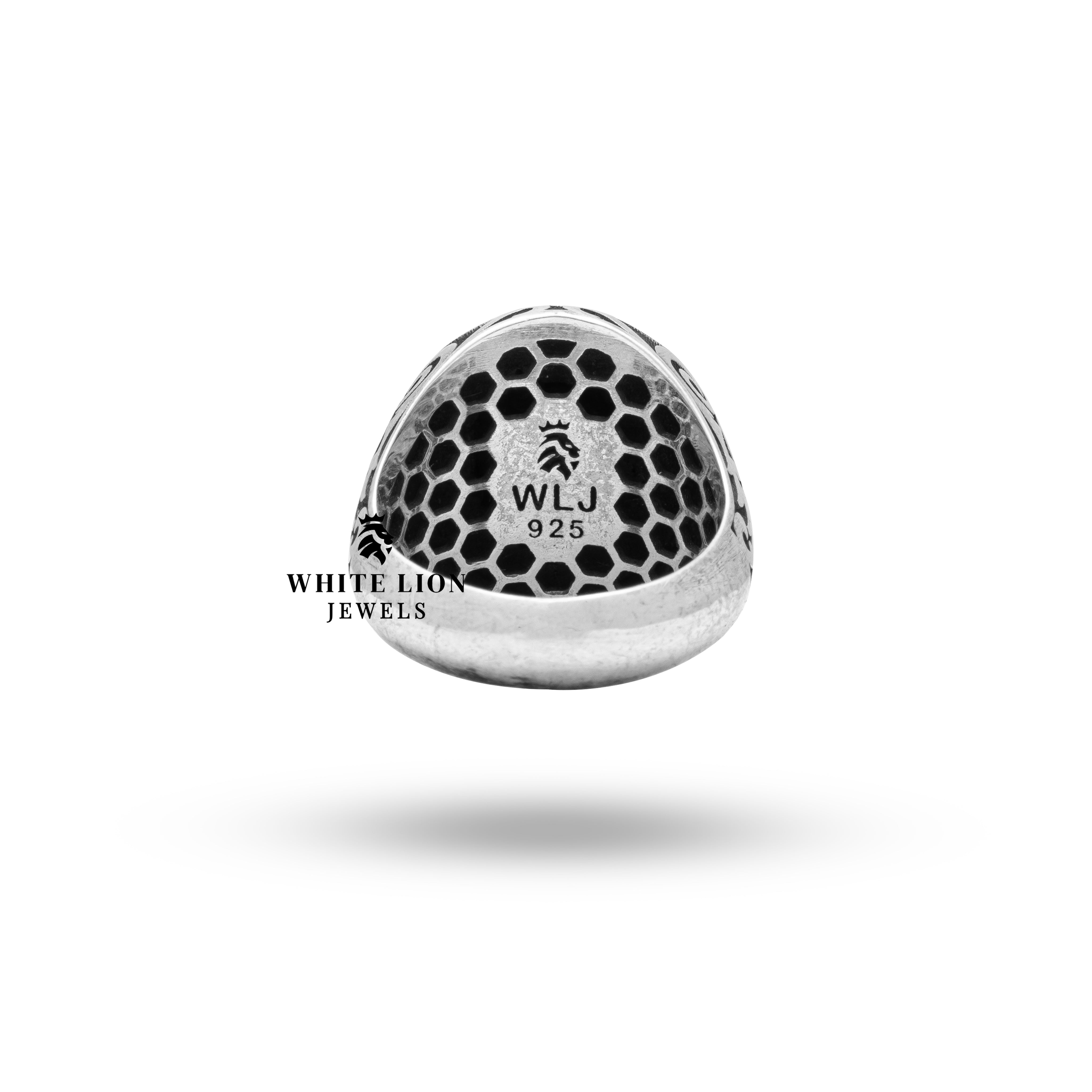 Gothic Style Men's Silver Ring with Fantasy Art Design