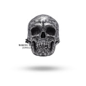Side view of Closed Jaw Crack Gothic Skull Head Sterling Silver Ring