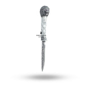 Lion Head Katar displayed with its protective box, highlighting its luxury packaging.