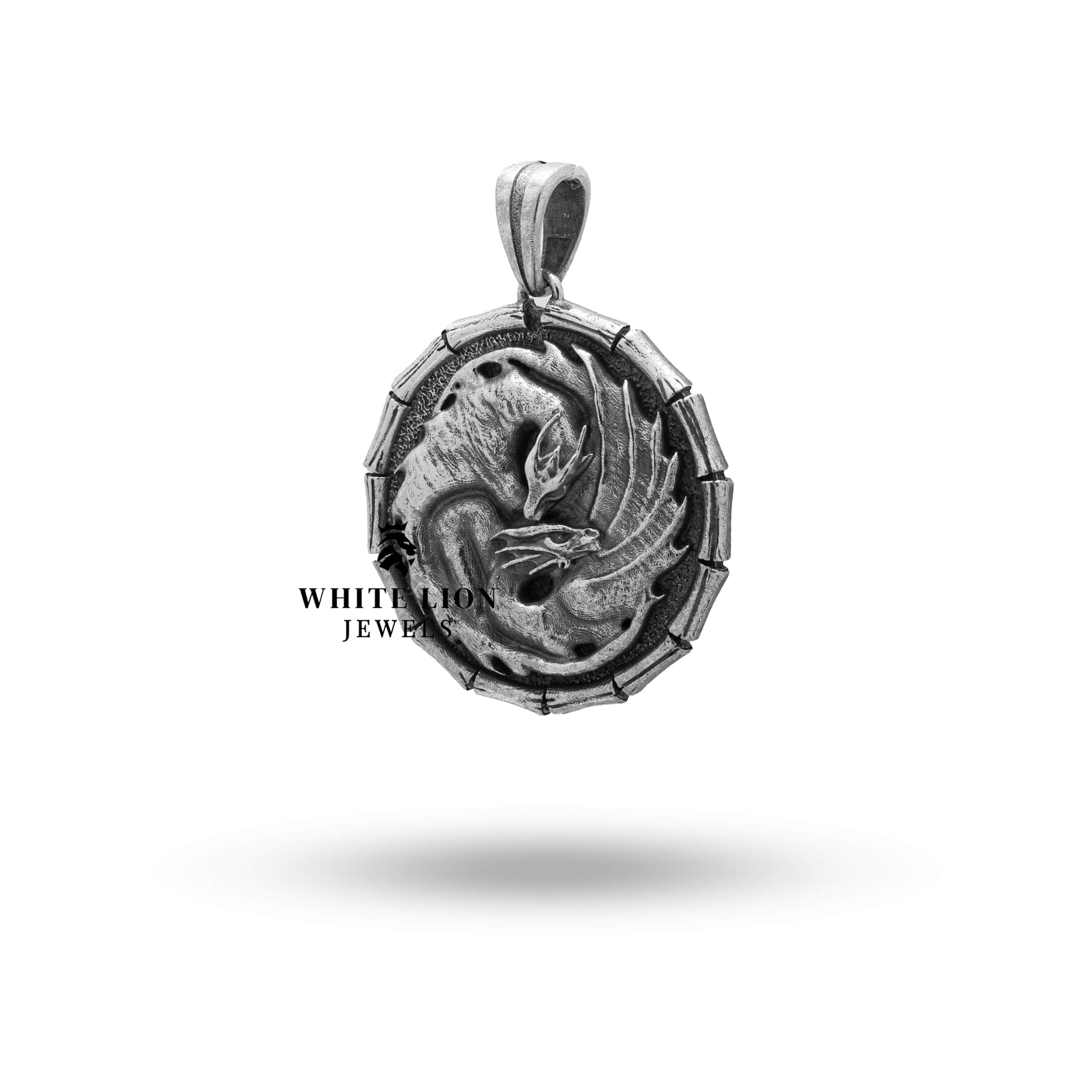 Handcrafted dragon pendant in 925 silver by White Lion Jewels