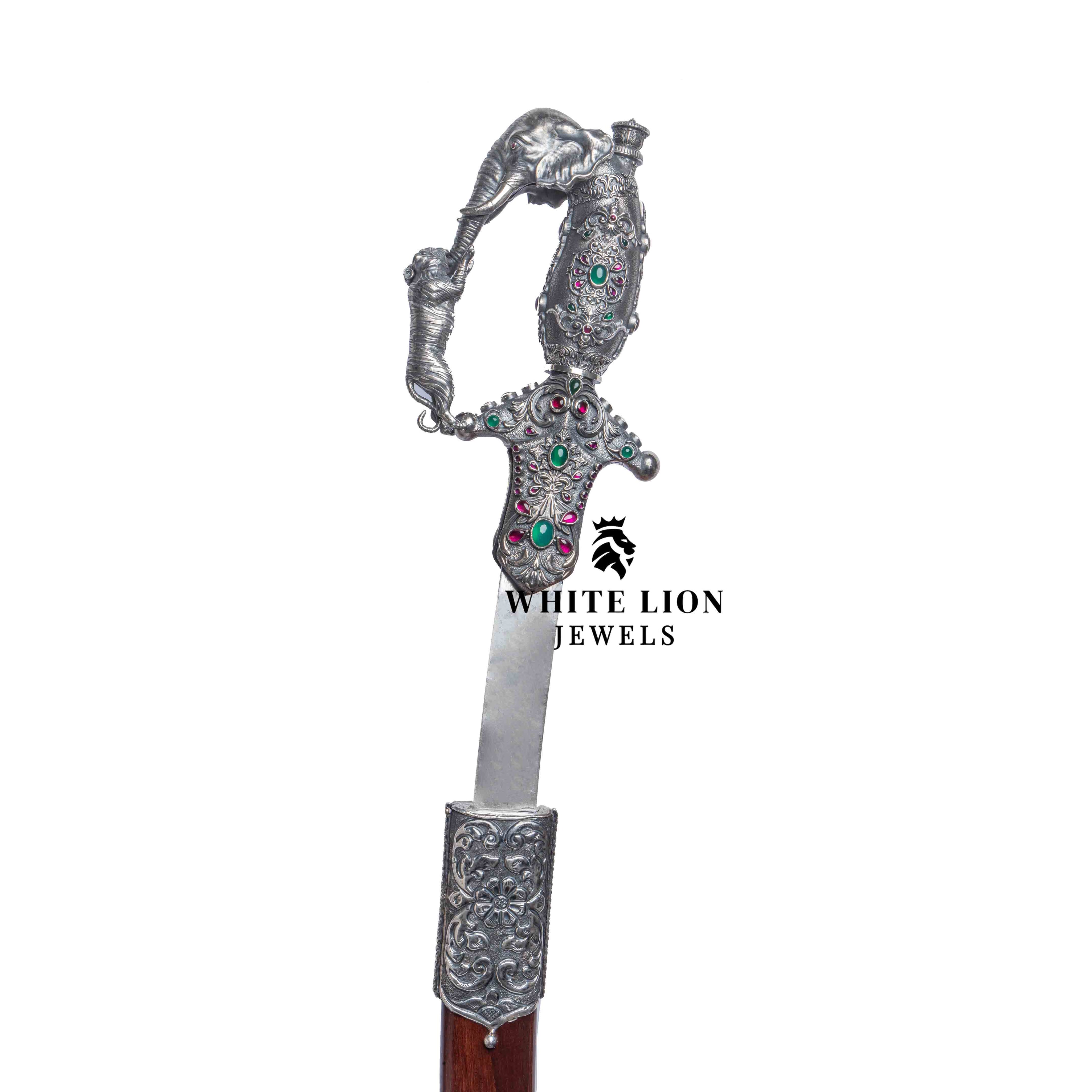 Artisanal quality of Gaj-Gamini Sword, perfect for collectors and decor enthusiasts.
