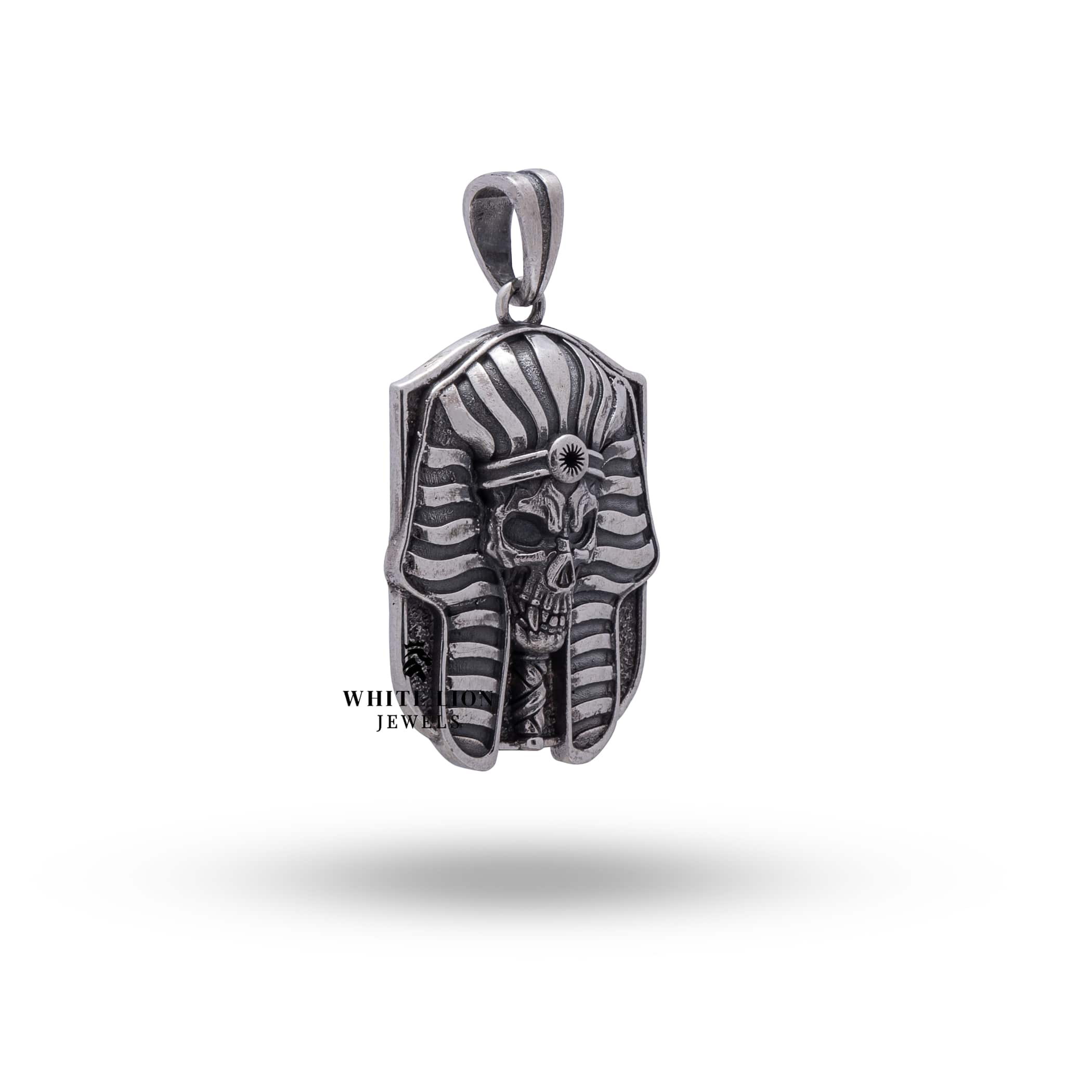 Back view of Pharaoh Egyptian Mummy Pendant made from 925 Sterling Silver with protective coating