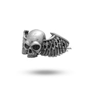 Half Jaw Gothic Skull wings 925 Sterling Silver Ring