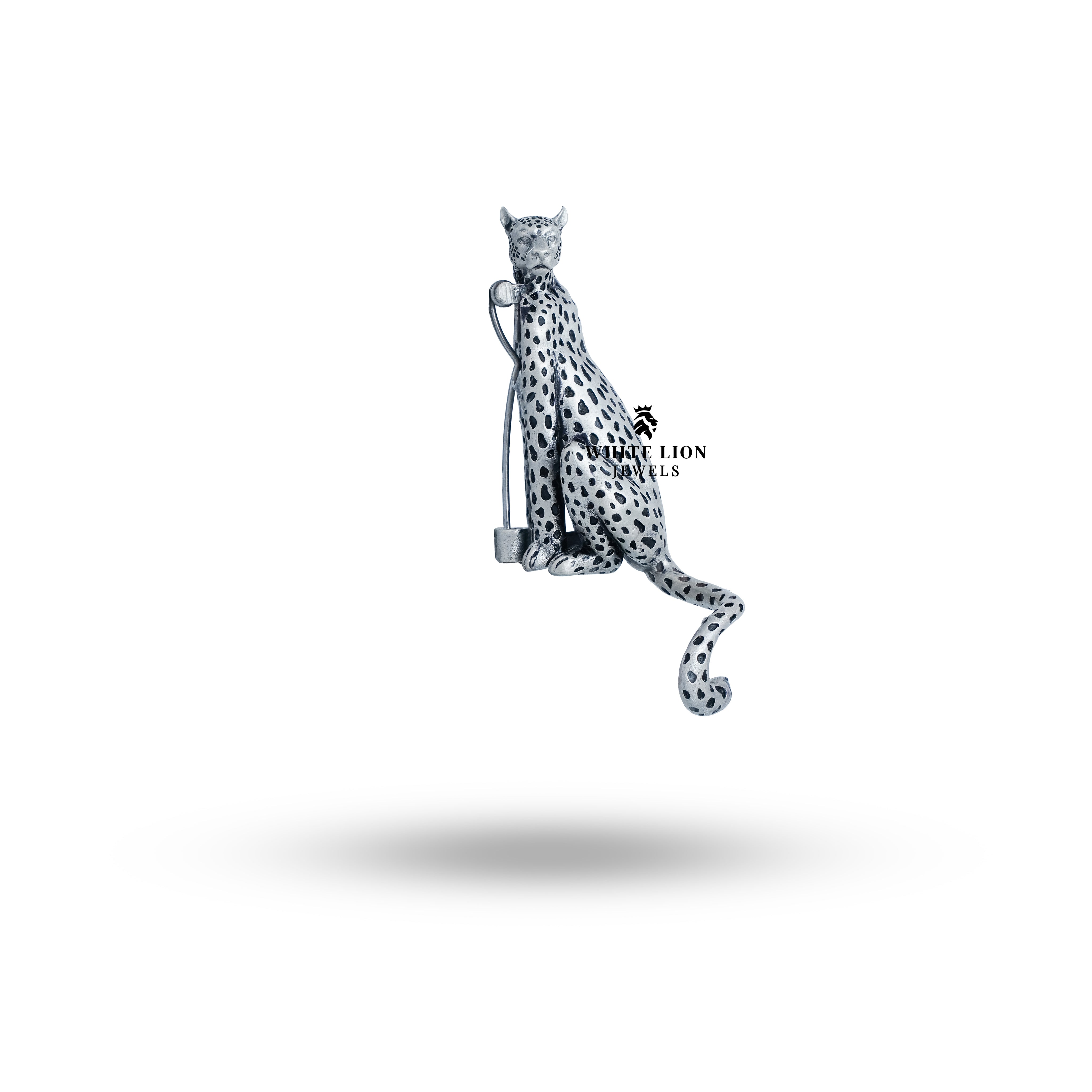 Exclusive sterling silver brooch displayed elegantly on a formal wear.