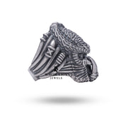 Angled view highlighting the handcrafted design of the Vampire Predator Vulture Bloodsucker Ring.