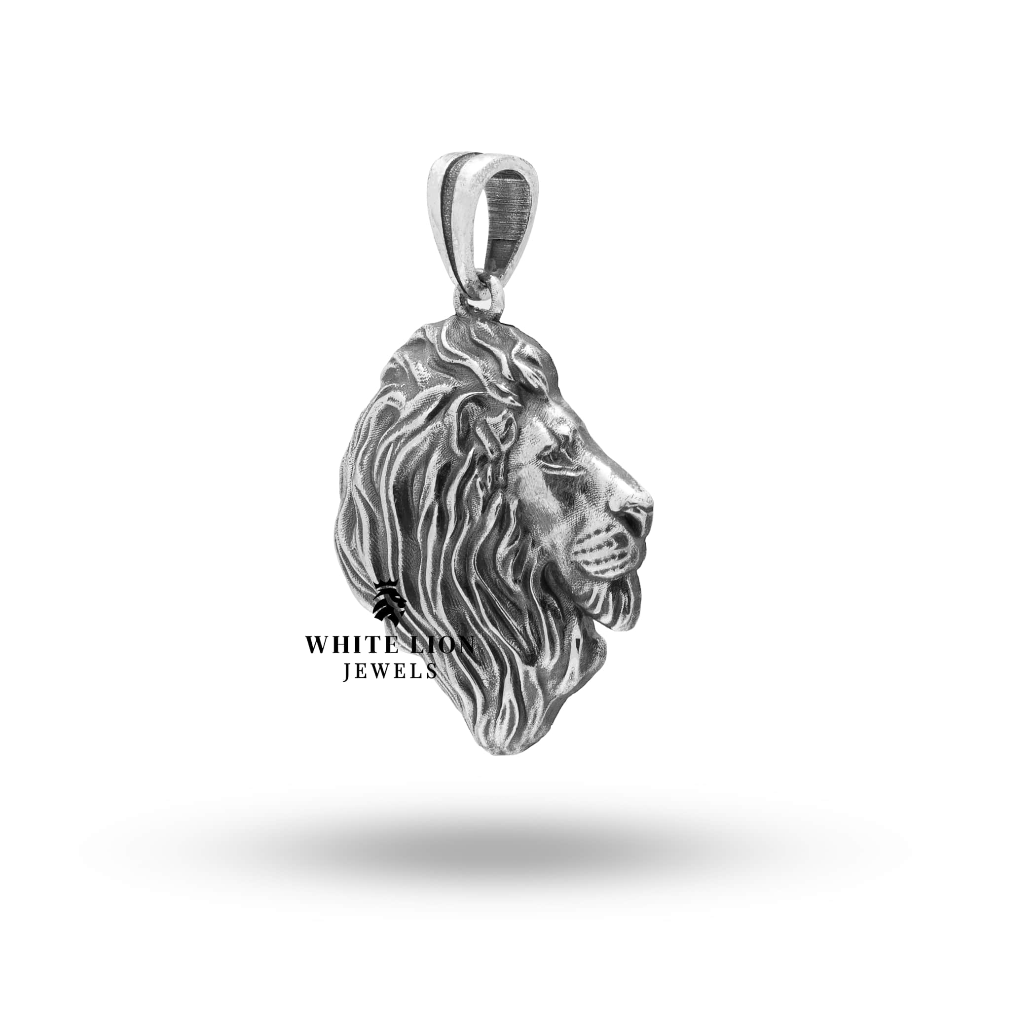 Back view of the African Lion King Leo Cat Pendant made from 925 Sterling Silver, featuring detailed craftsmanship.
