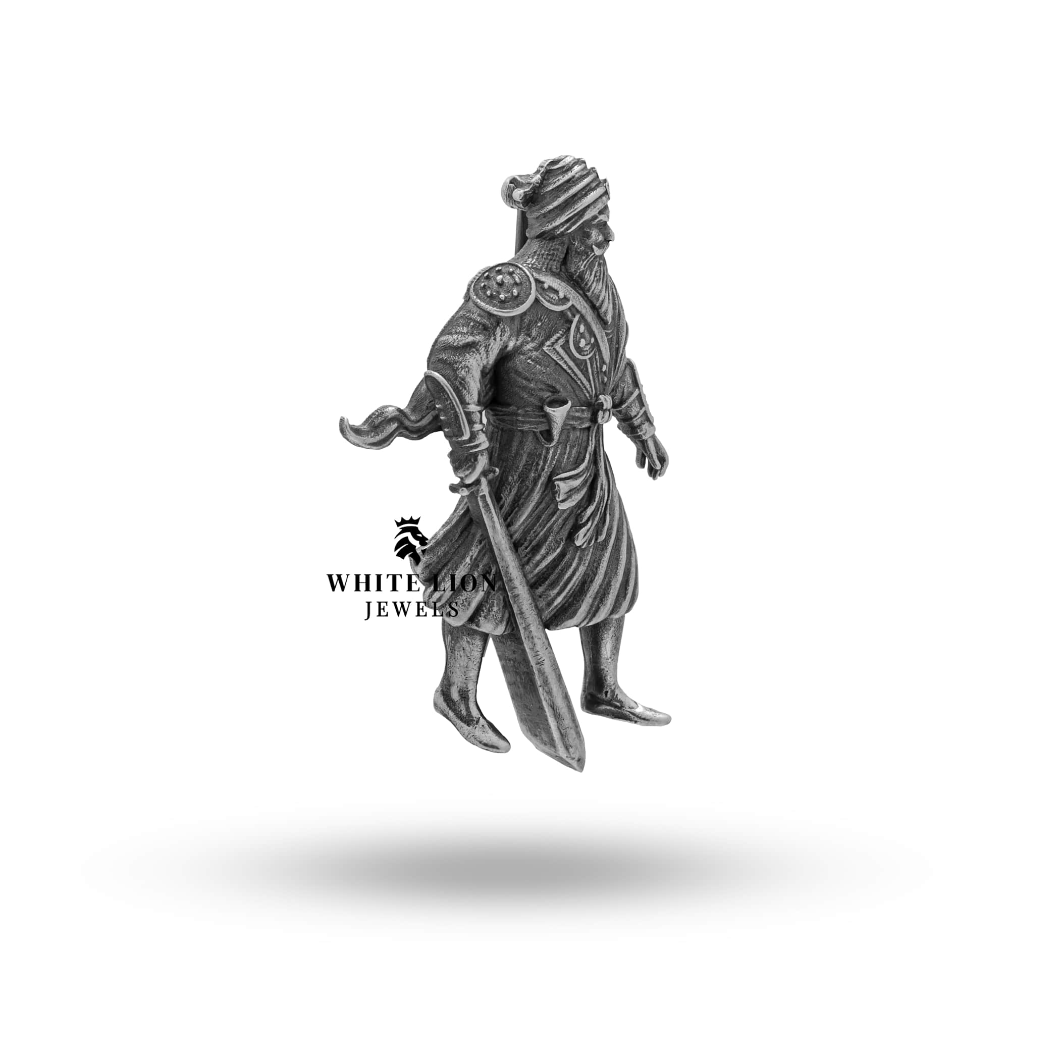 Oxidized Silver Military Style Brooch Pin from White Lion Jewels