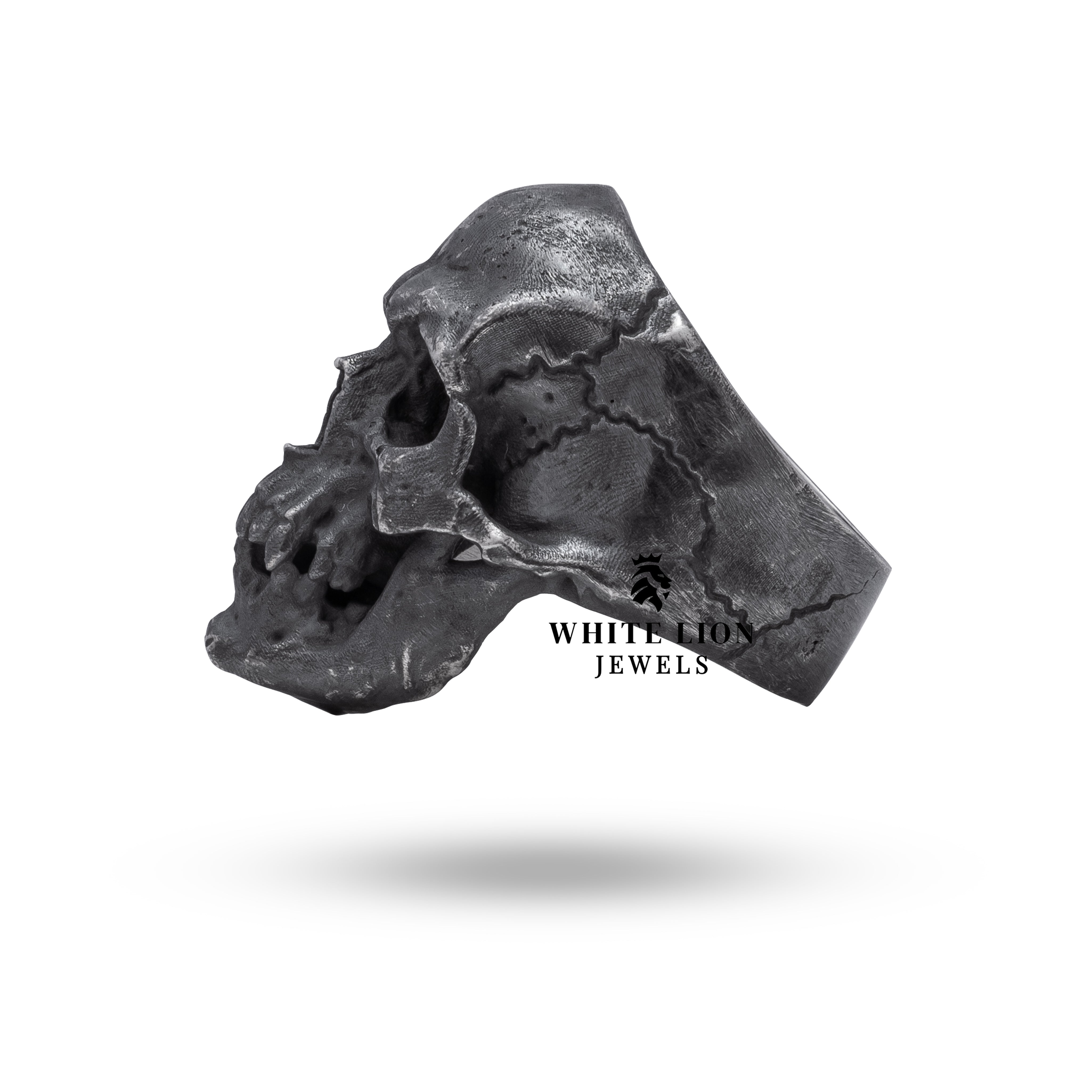 Full Oxidized 925 Silver Ring featuring a unique skull motif, perfect statement piece.