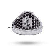 Close-up of the Animal Motif Sterling Ring displaying detailed fox features.