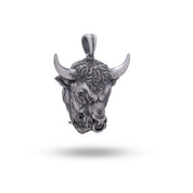 Artisan crafted Aries Bull Head pendant in 925 sterling silver