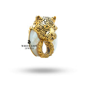 Side view showing the intricate design of the Panther Brooch in Sterling Silver