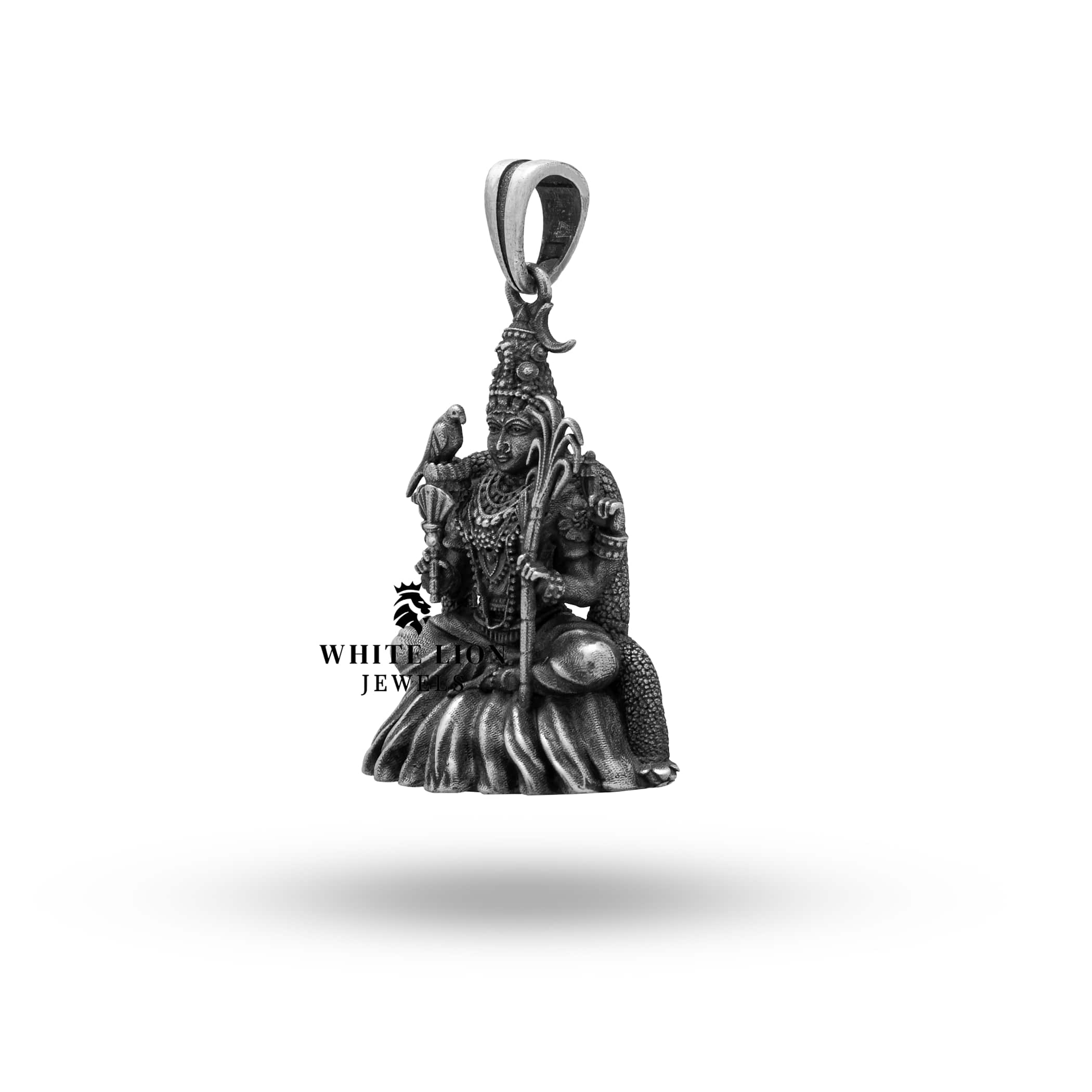 Back view of Sterling Silver Goddess Parvati Pendant with clear protective coating