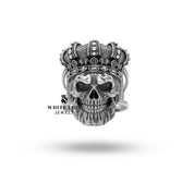 Side view of the Emperor King Crown Ring showcasing intricate handcrafted details in oxidized sterling silver.