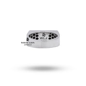 Buried Open Jaw Gothic Skulls 925 Sterling Silver Ring elegantly presented in a jewelry box depicting its luxury and unique design.