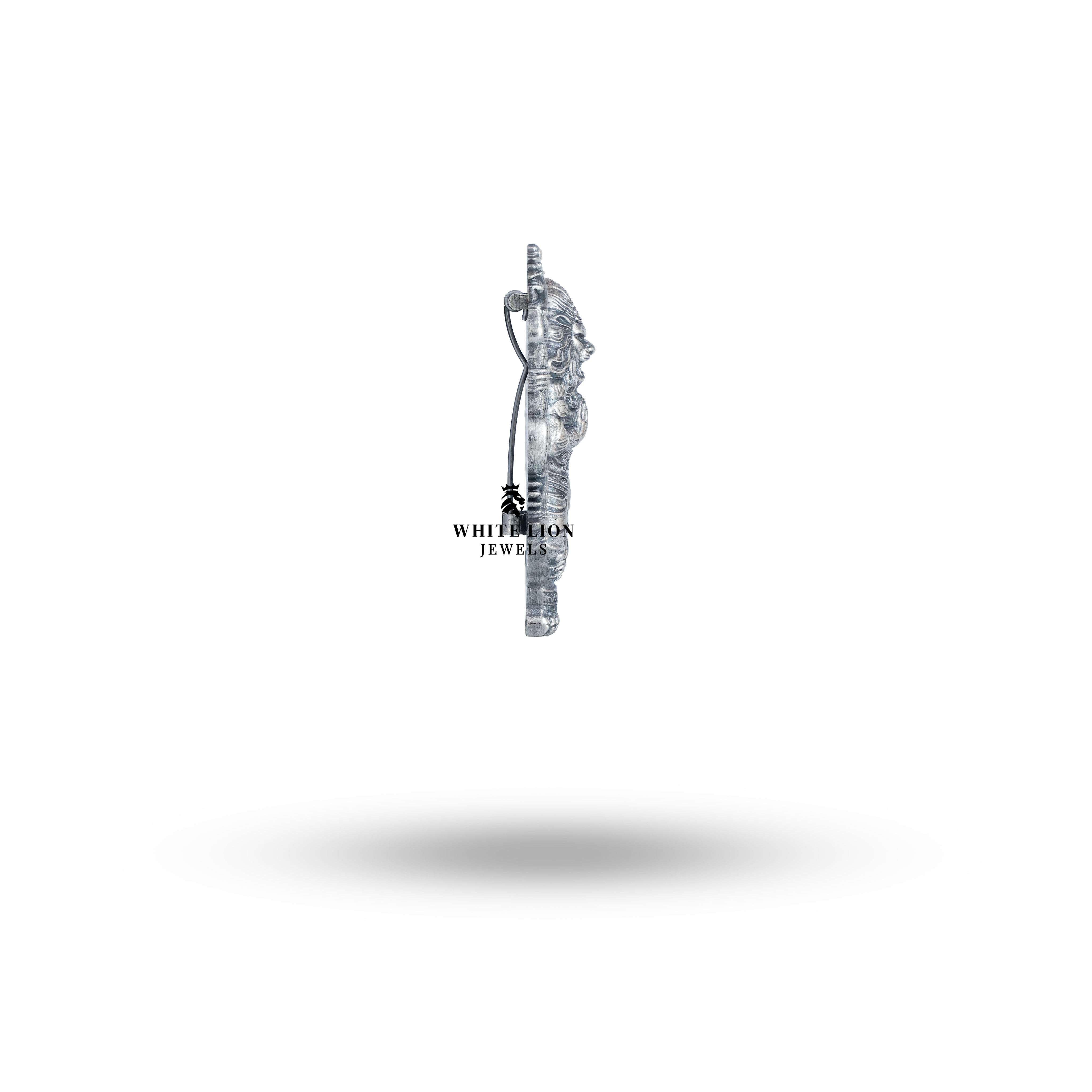 Lord Narasimha Brooch styled on a traditional outfit, adding elegance and spiritual significance.