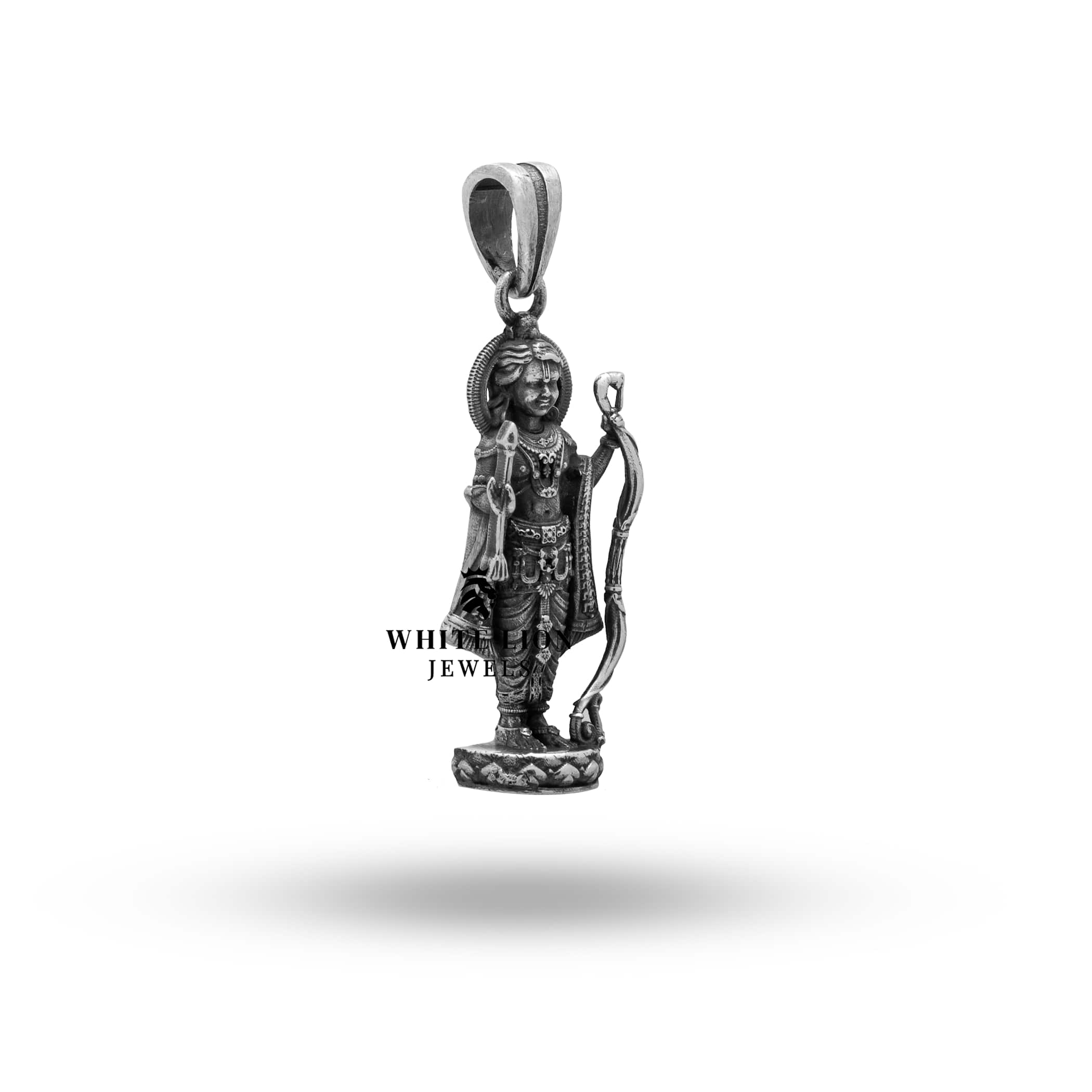 Back view of Shree Rama 925 Sterling Silver Pendant showing detailed craftsmanship.