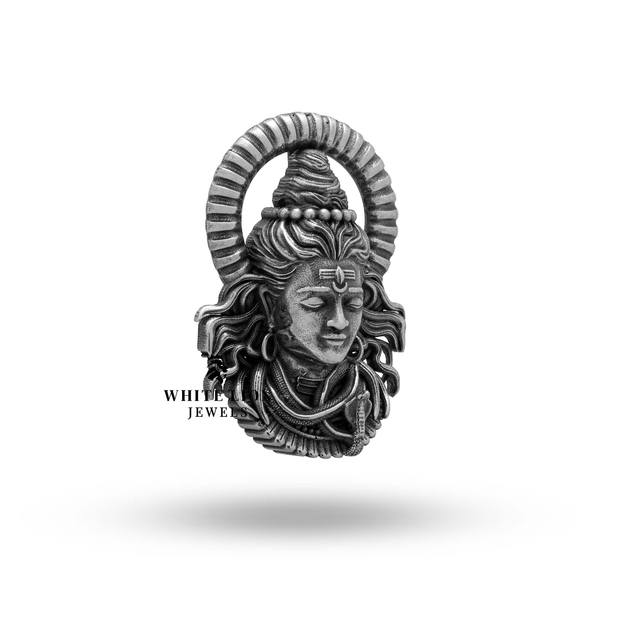 925 Silver brooch portraying Lord Shiva, spiritual jewelry by White Lion Jewels