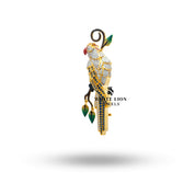 Macaw Parrot Gold Plated Brooch styled on saree