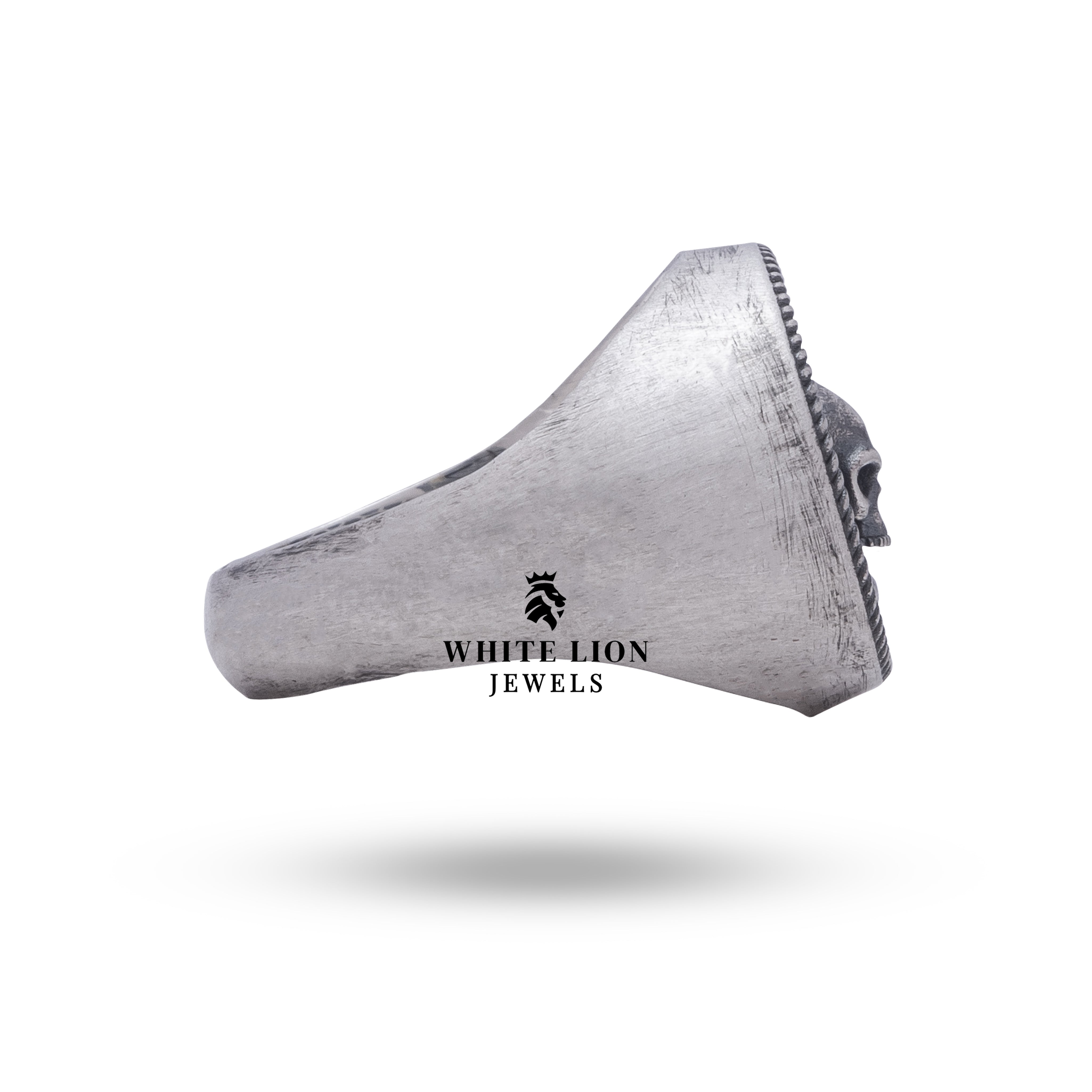 Close-up detail of 925 Sterling Skull Ring highlighting craftsmanship