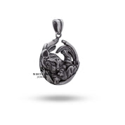 925 Sterling Silver Pendant shaped like a tiger cub, side view showcasing detailed craftsmanship.