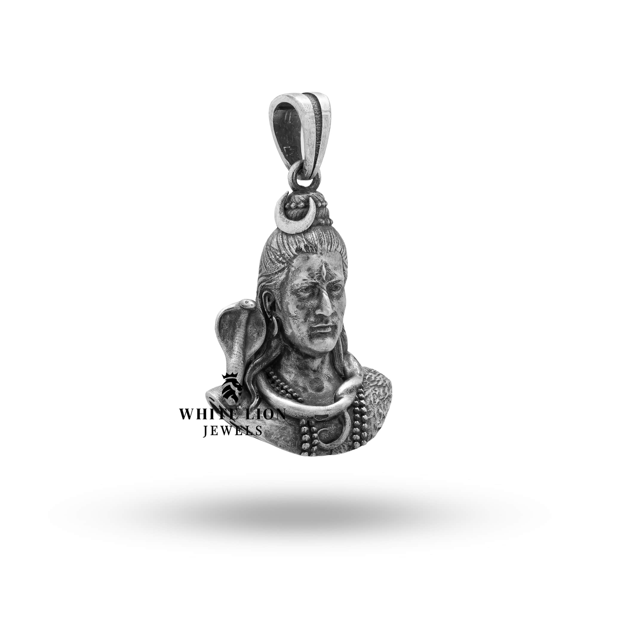 Intricately designed Lord Shiva pendant made from 925 sterling silver, perfect for spiritual events