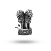 Intricate Design Ashok Stambh Lion Brooch in 925 Sterling Silver by White Lion Jewels