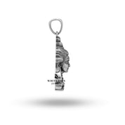 Detailing of 925 Silver Pendant depicting sacred Hindu Symbolism.