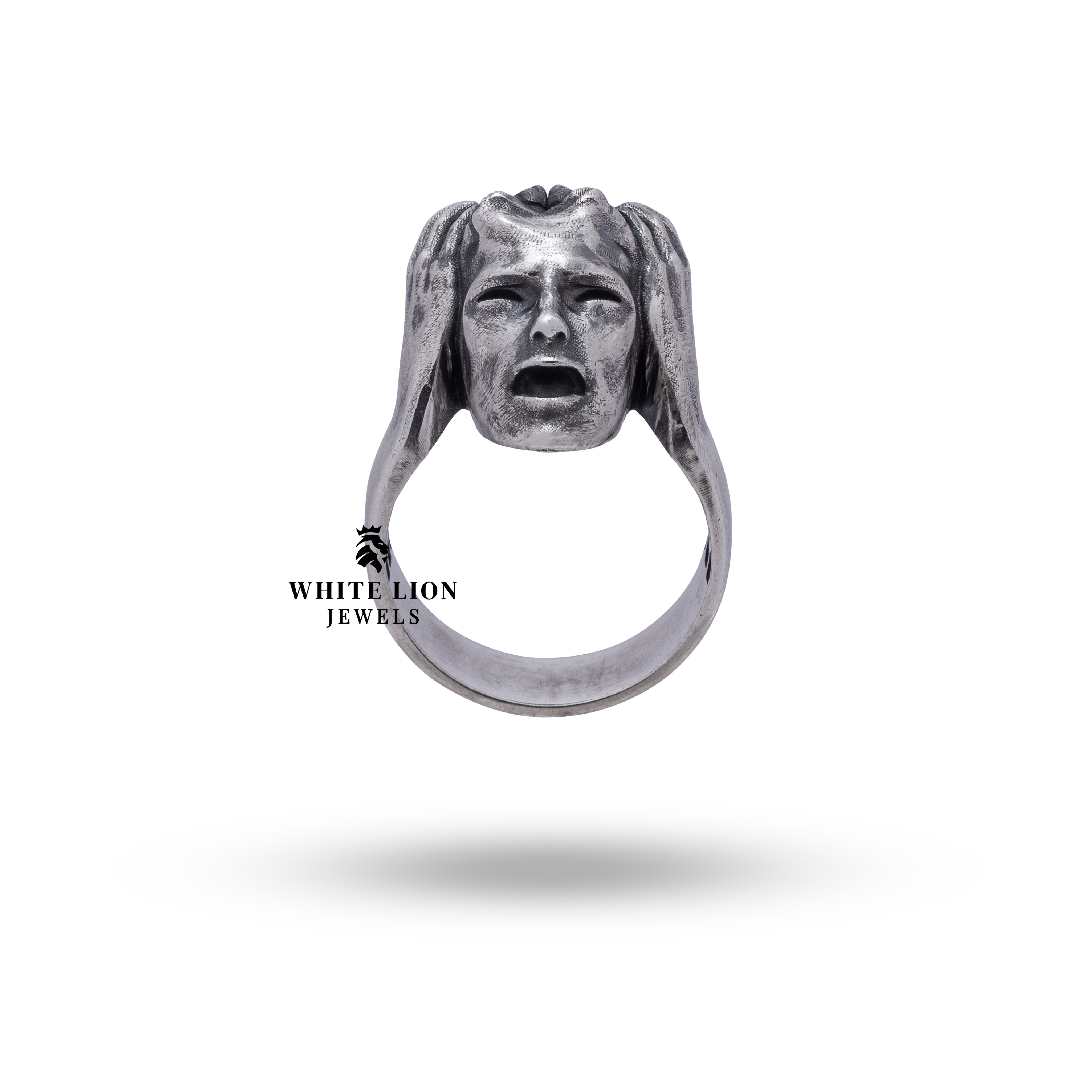 Side angle of Brain Clever Ring highlighting its unique design.