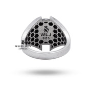 Model wearing Flower Filigree Skull 925 Sterling Silver Ring showing elegant pairing.