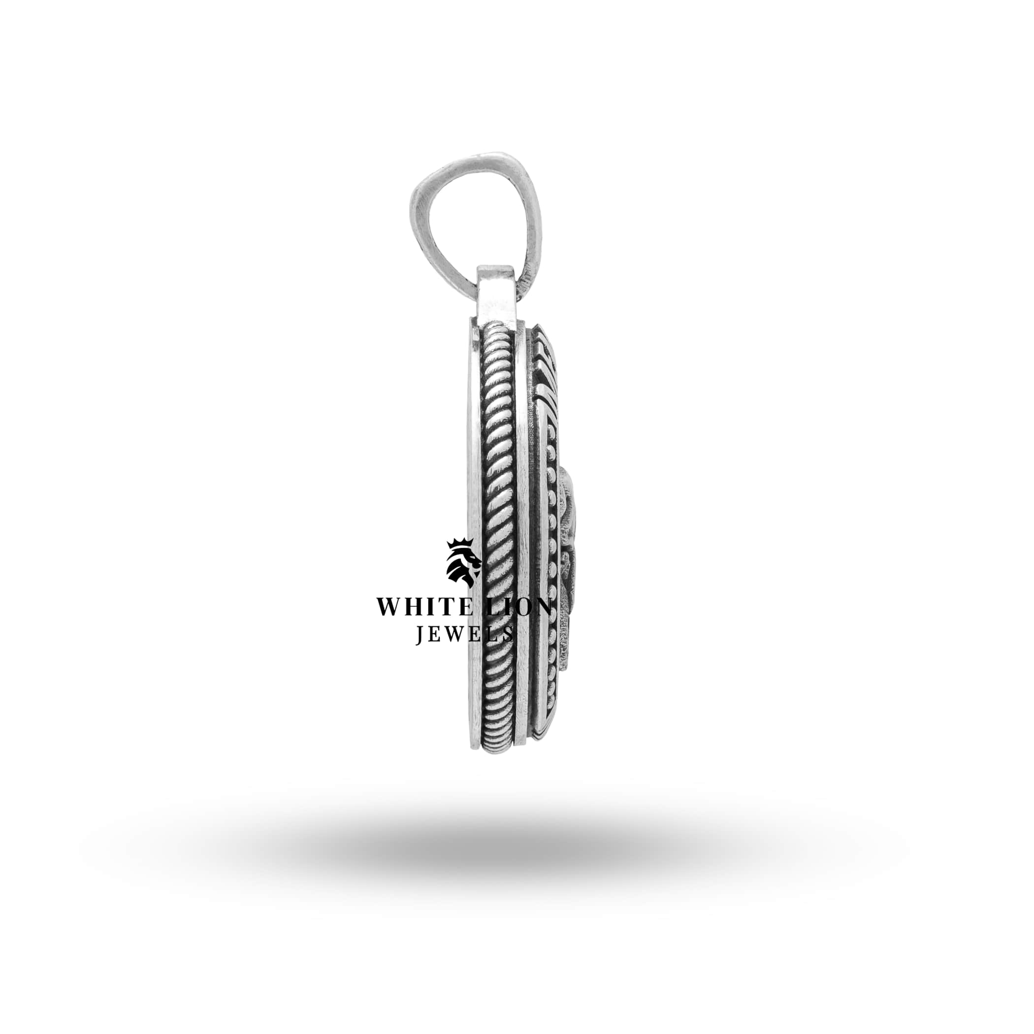 Close-up of Skull Taurus Bull Sterling Pendant Highlighting Detail