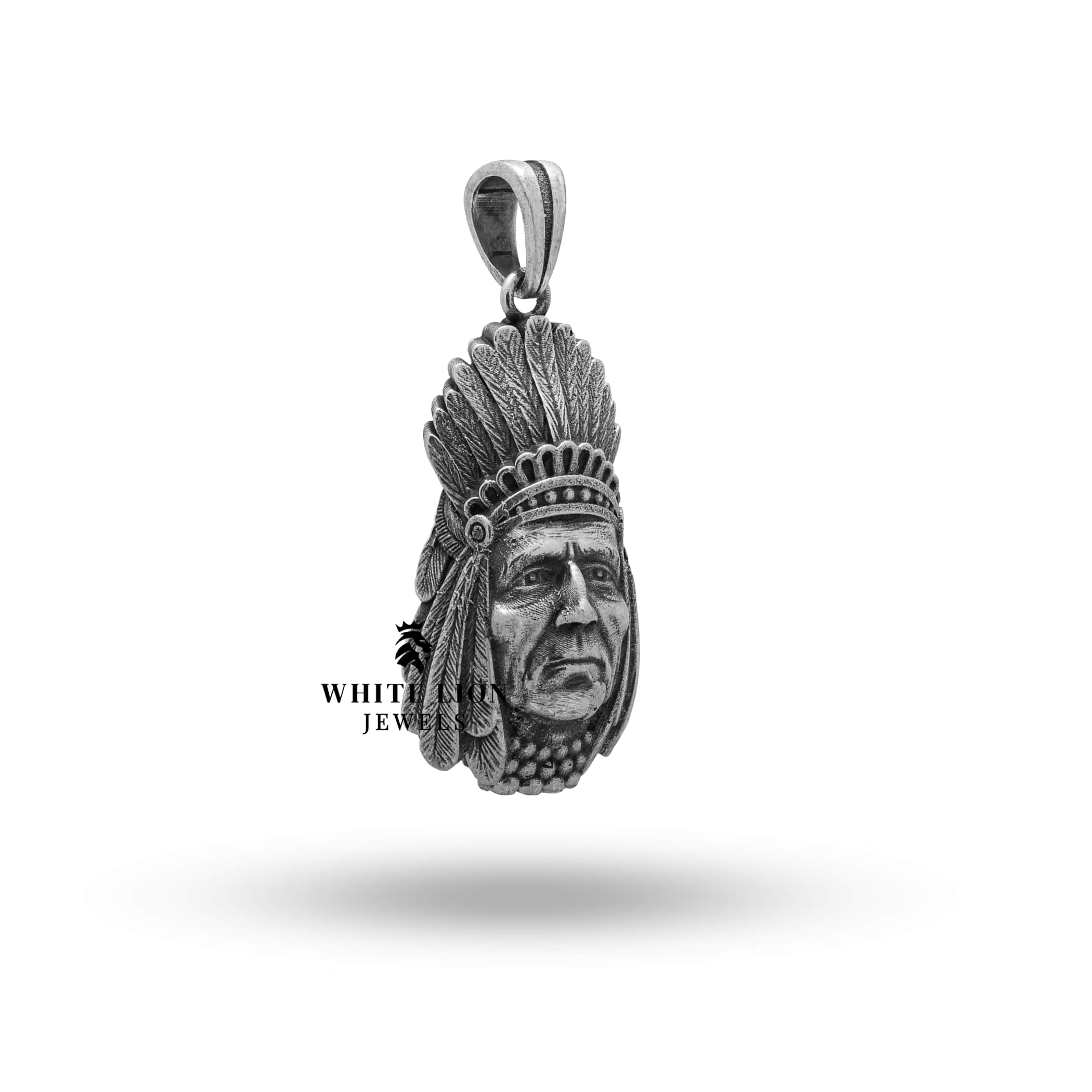 Intricate design of American Indian Chief Feathers pendant