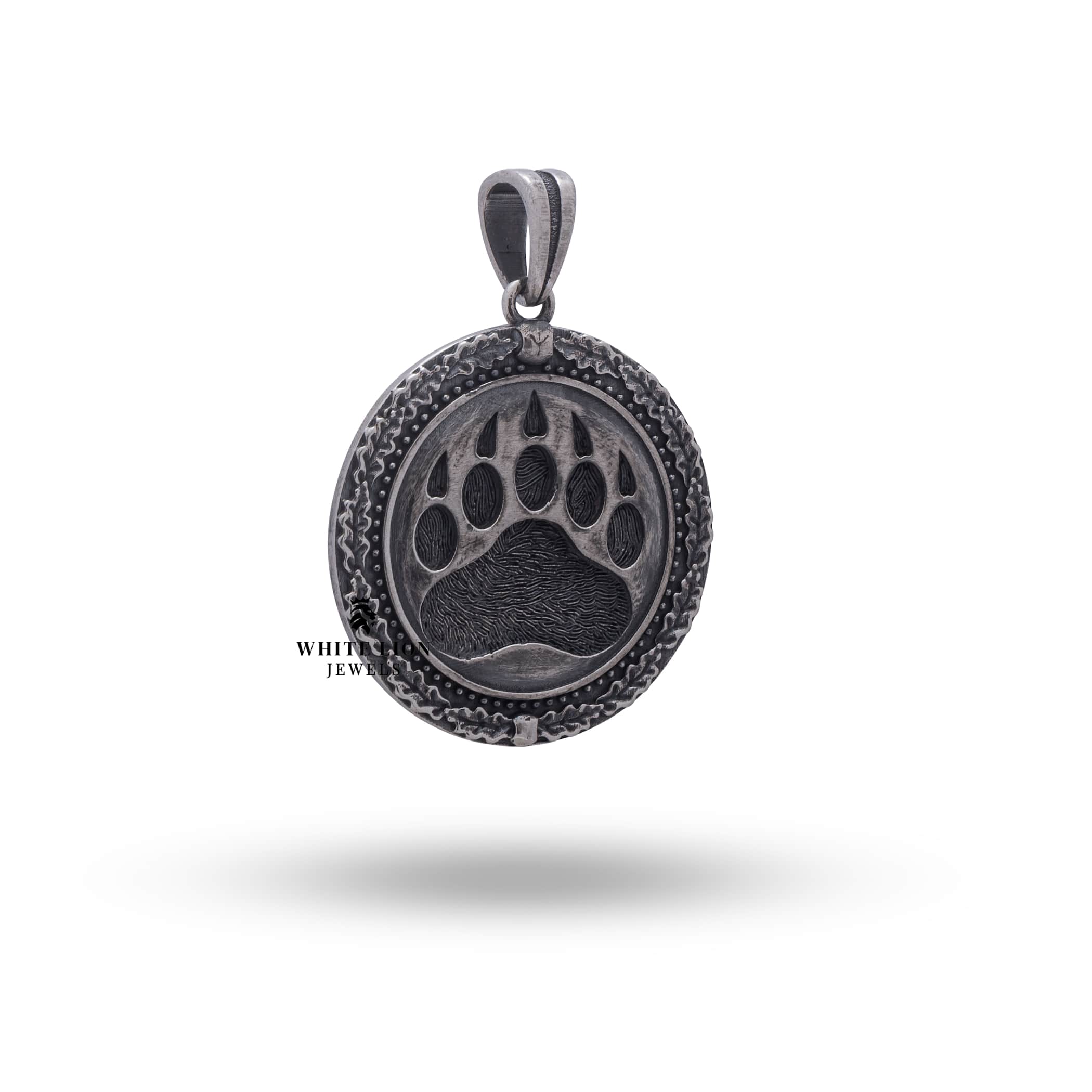 Side view of Viking Bear Paw 925 Sterling Silver Pendant - 3D Artisan Quality
