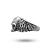Half Jaw Gothic Skull wings 925 Sterling Silver Ring
