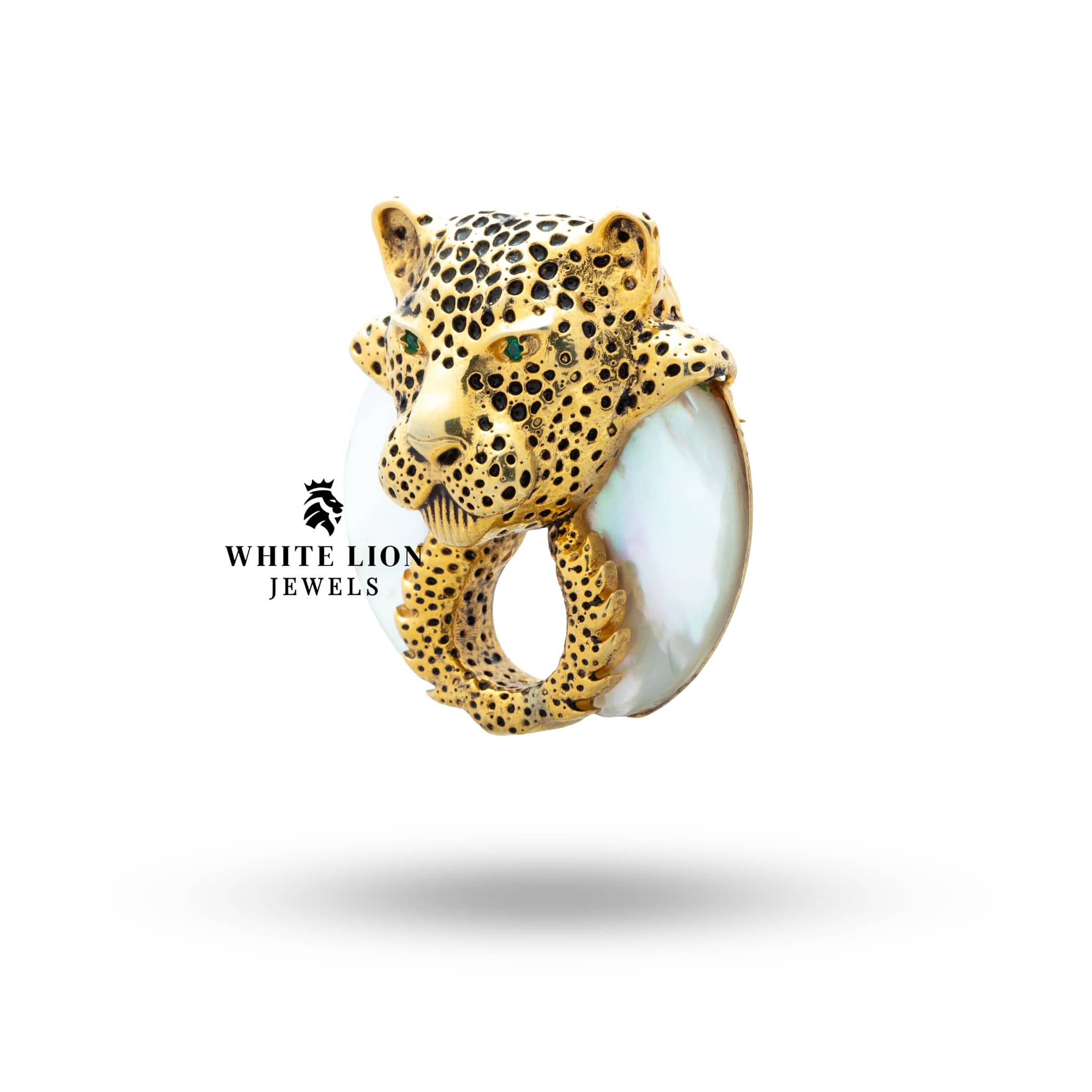 Close-up of Gold Plated finish on Panther 925 Sterling Silver Brooch