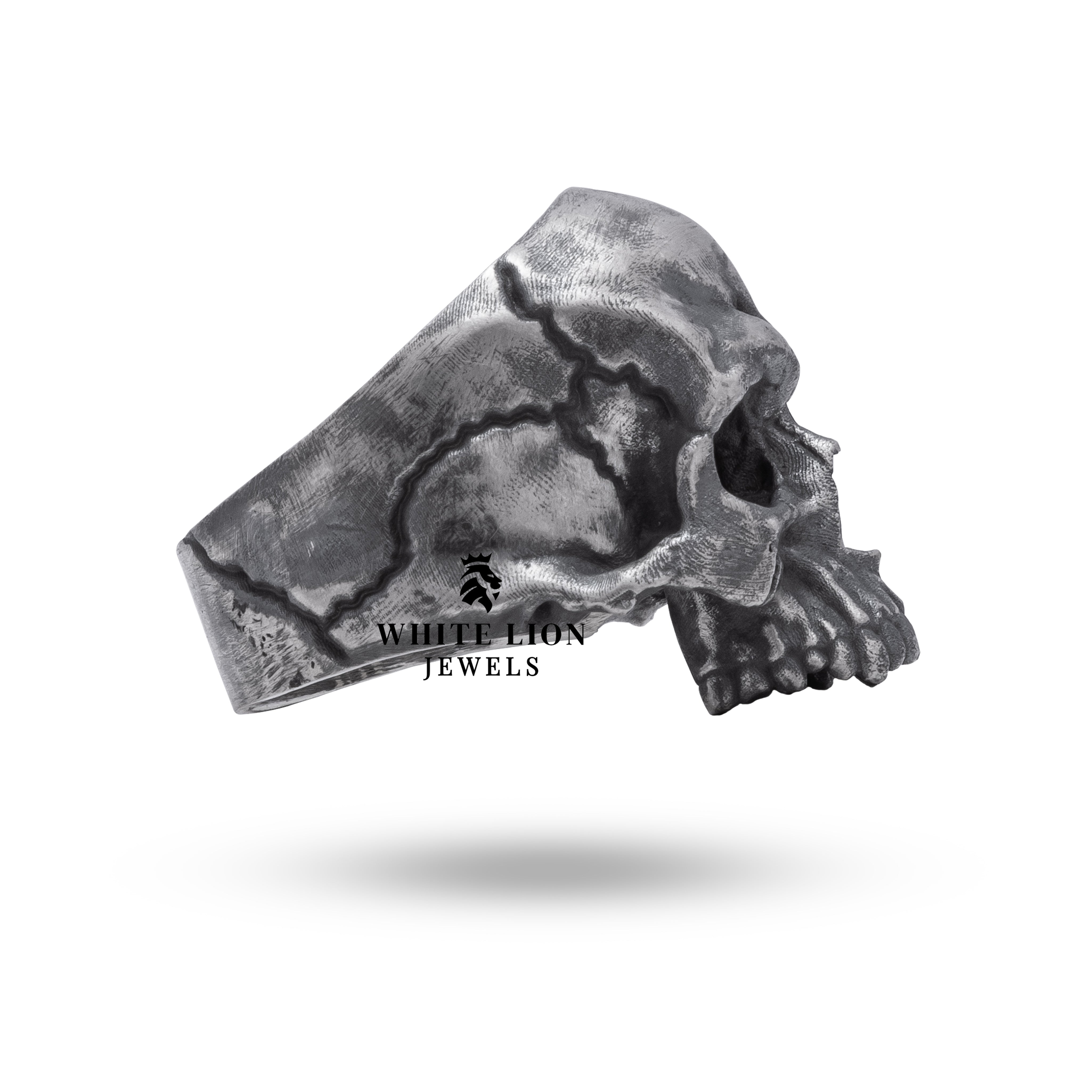 Top view showcasing the Crack Skull Design of the Gothic Ring
