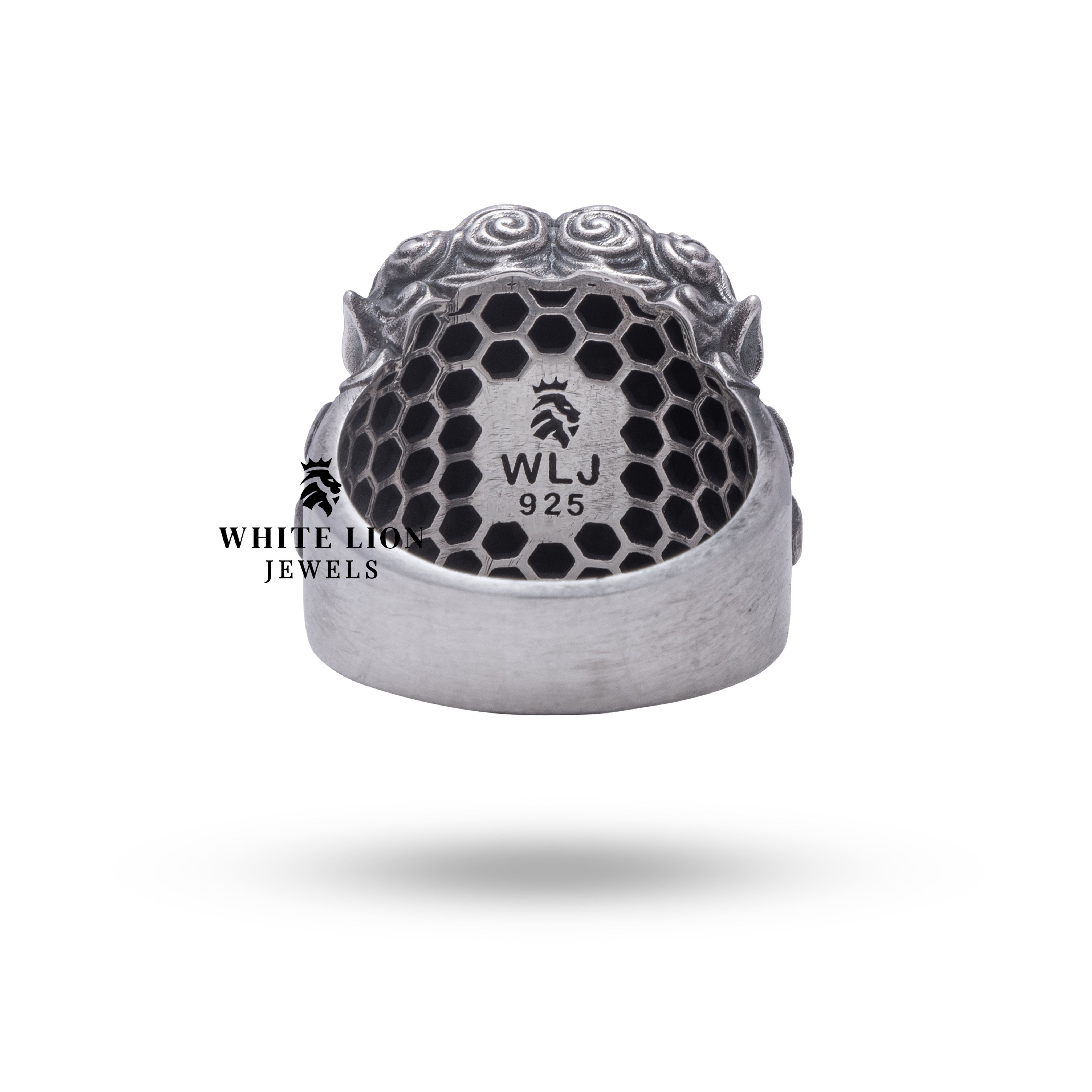 Exquisite Design Foo Dog Guardian Lion Ring by White Lion Jewels