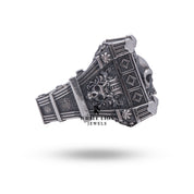 Vampire Half Jaw Gothic Skull Ring in Sterling Silver