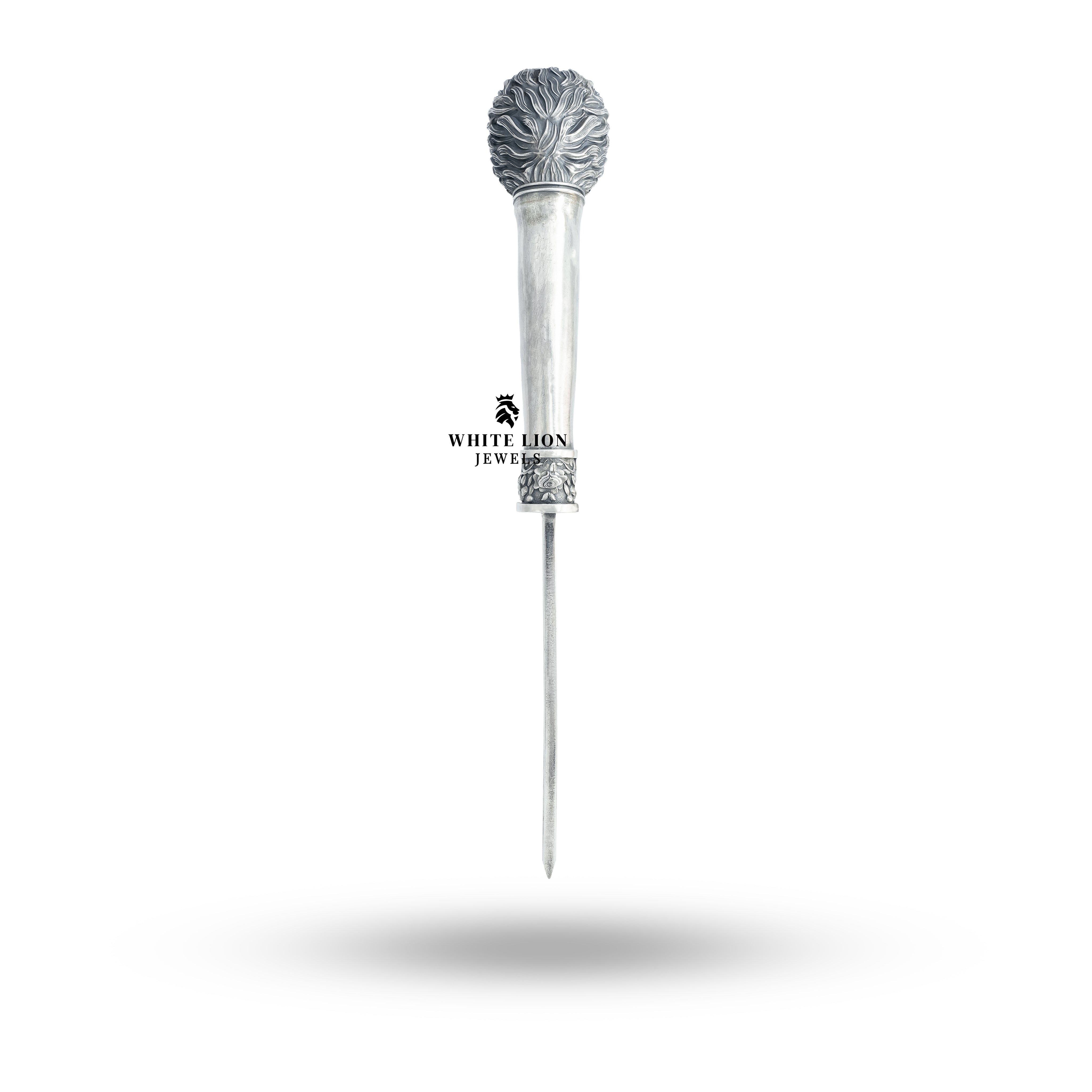 Stunning display of the Lion Head Katar, the ultimate statement jewelry piece.