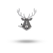 Close-up detail of the sparkling cubic zirconia stones in the horns of the Royal Black Deer Brooch.
