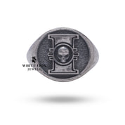 Sterling Silver Gothic Skull Ring Featuring War Hammer Design