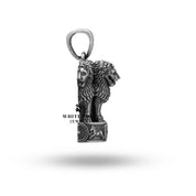 Side profile of National Emblem Lion Pendant in Sterling Silver, showing thickness