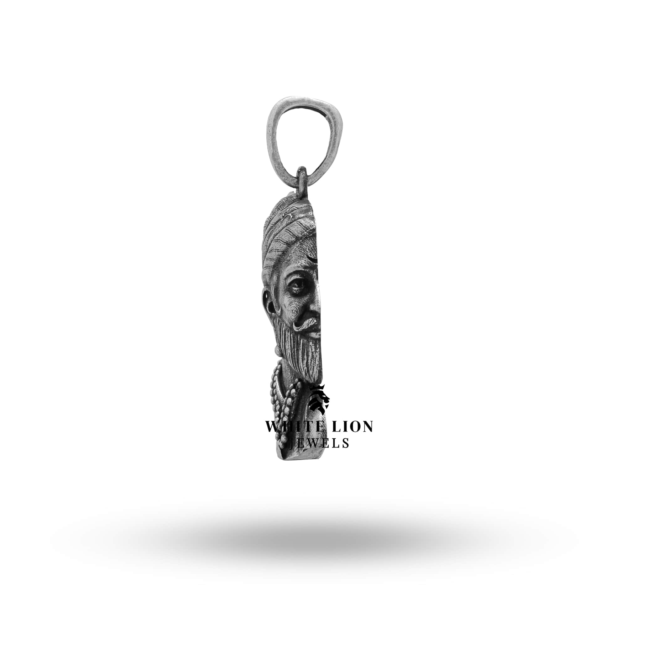 Handcrafted Silver Pendant featuring legendary Chhatrapati Shivaji Maharaj, symbols of heritage.