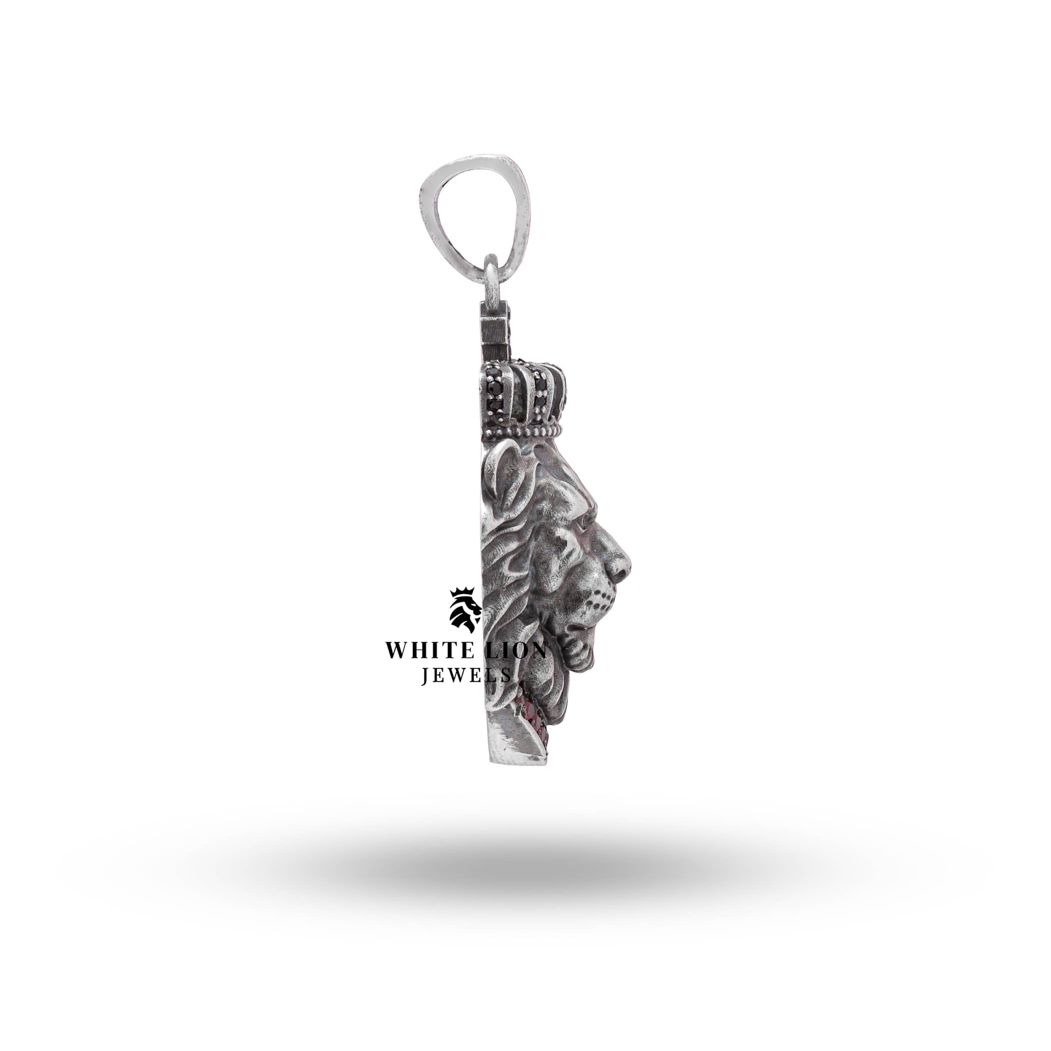 Detailed close-up of Calm Lion King Crown Jungle Animal Pendant, showing the polished finish and intricacies.