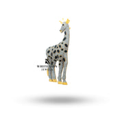 Detailed close-up of stones in Giraffe Animal Cubic Zirconia Brooch Pin