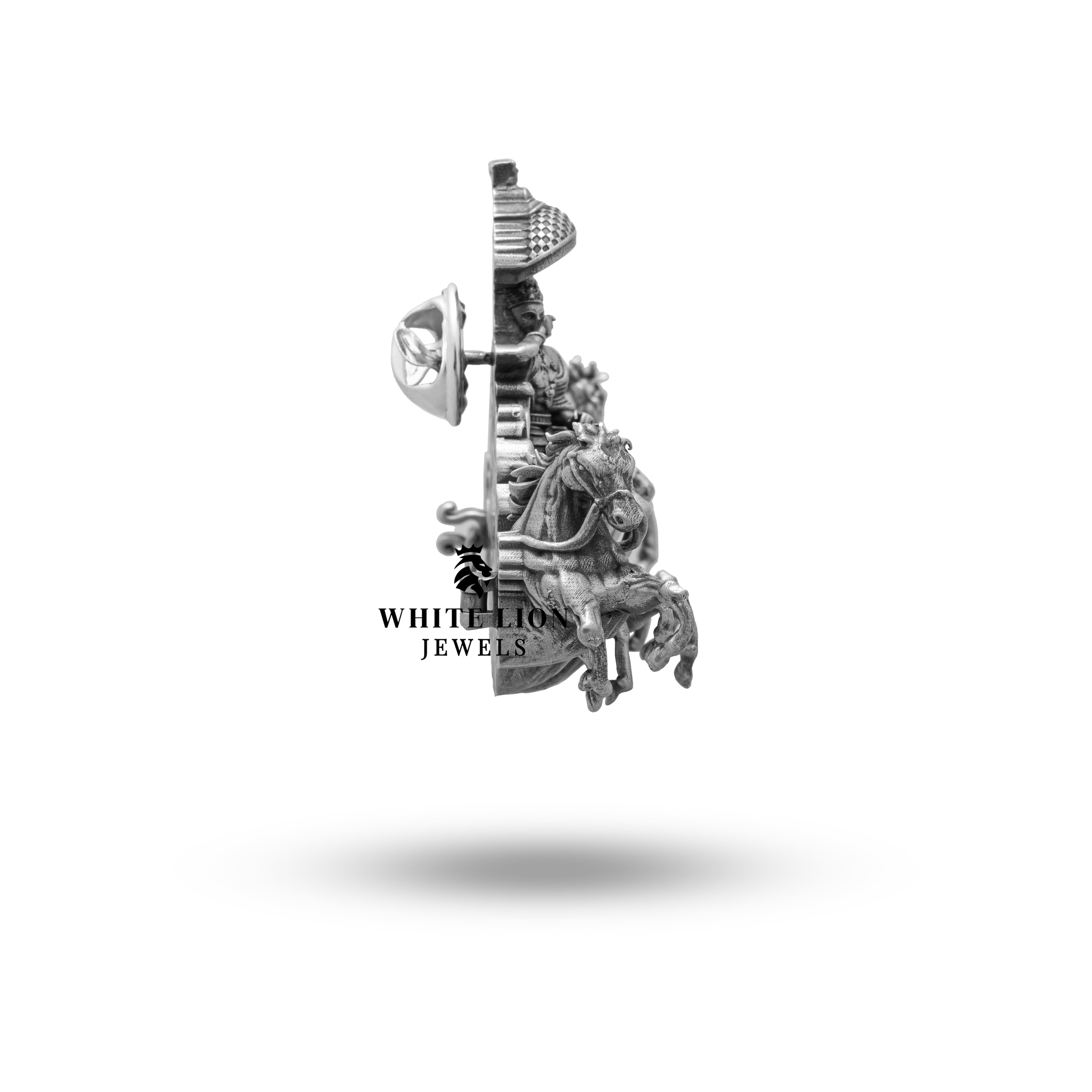 Krishna Chariot Horse Brooch | 925 Sterling Silver | Handcrafted Elegance | Cultural Jewelry Gift