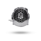 Oxidized silver mustached skull ring for gothic fashion enthusiasts