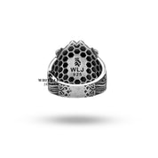 Back view of Roaring Lion King 925 Silver Ring, presenting smooth finish and design.