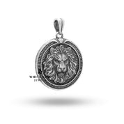 Close-up of intricate details on 925 Sterling Silver Lion King Leo Pendant