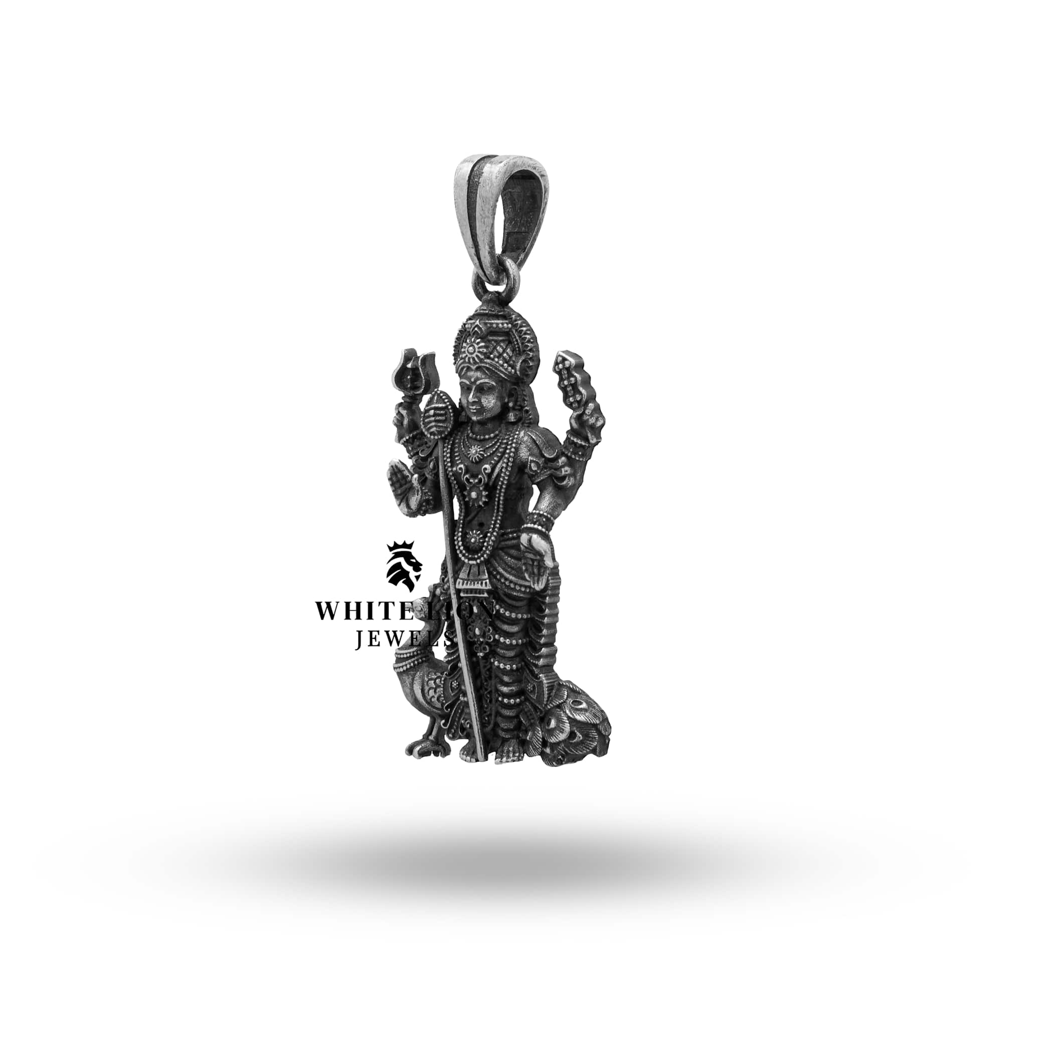 Sterling Silver Hindu God Pendant with intricate design