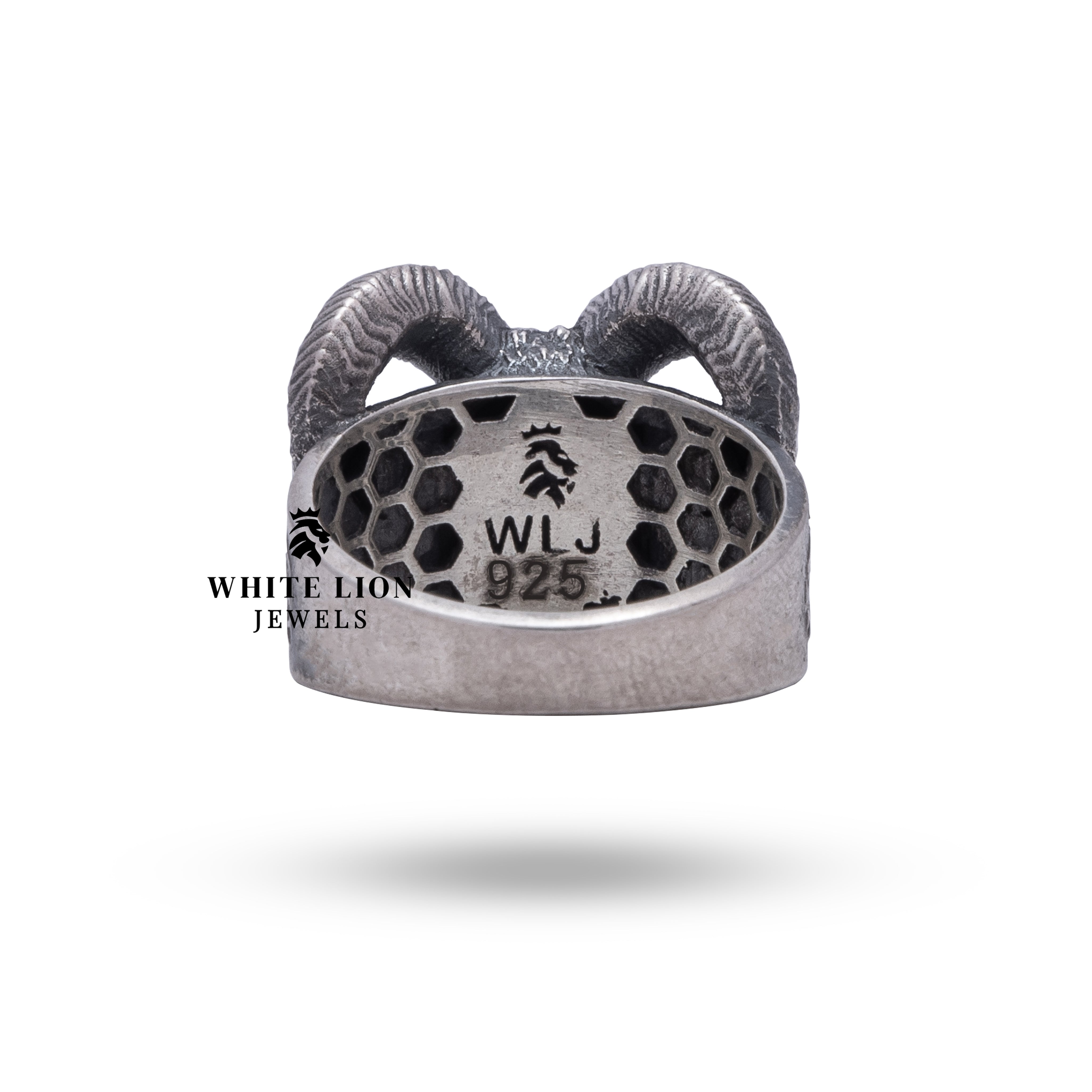 Intricate handcrafted details on Aries zodiac Sterling Silver Ring